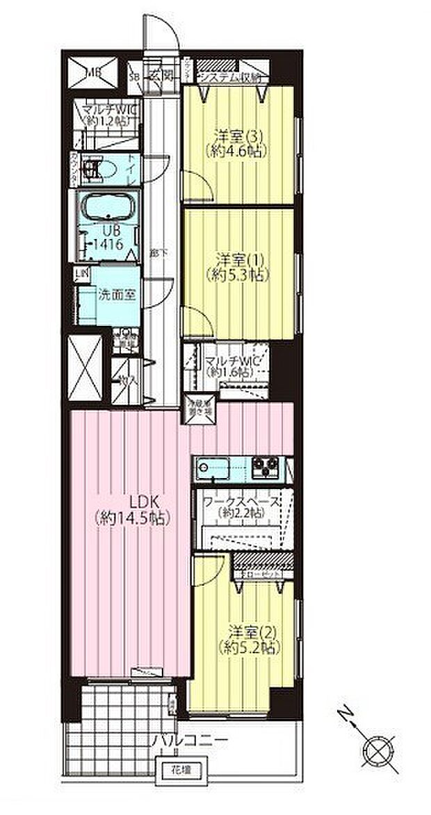 パークサイドマンション(3LDK) 3階の間取り図