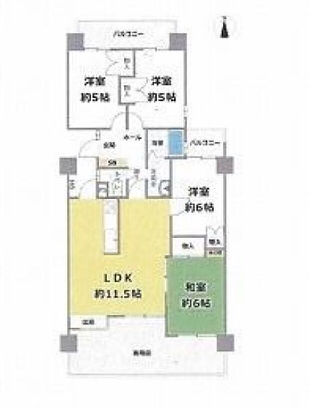 ナビハイツ六軒マンション(4LDK) 1階/105号室の間取り図