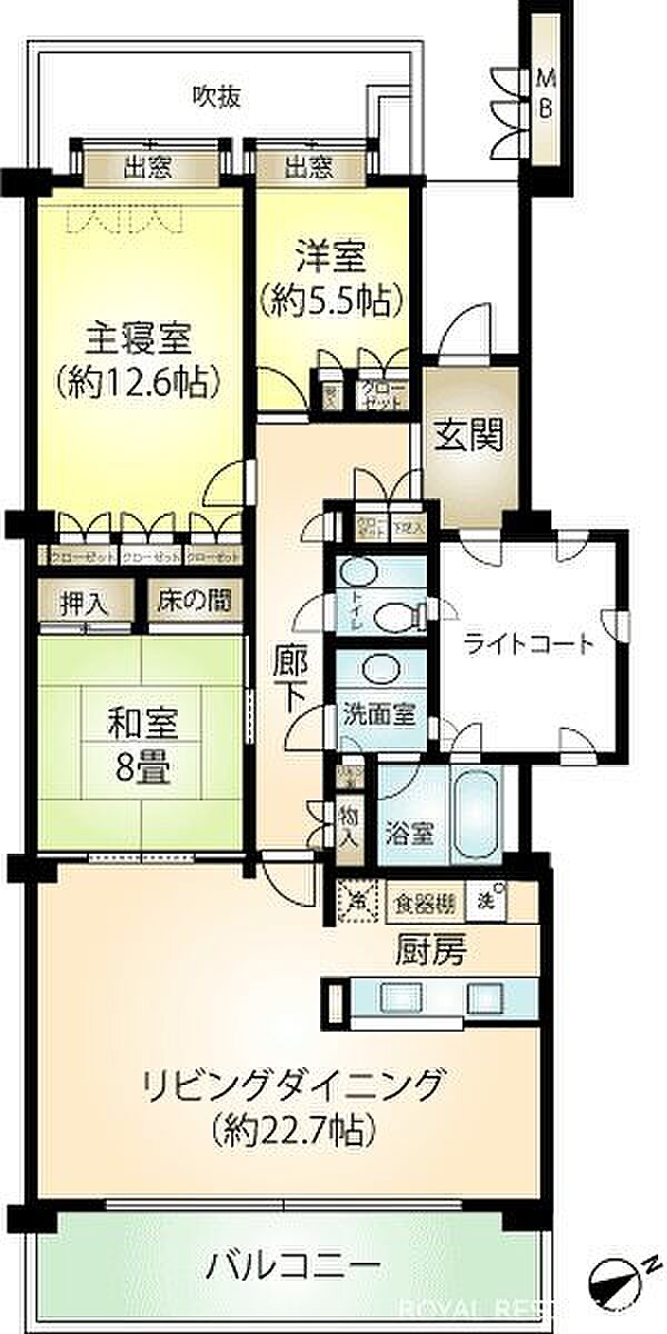 熱海・竹の沢ビバリーハイツ(3LDK) 7階の間取り図