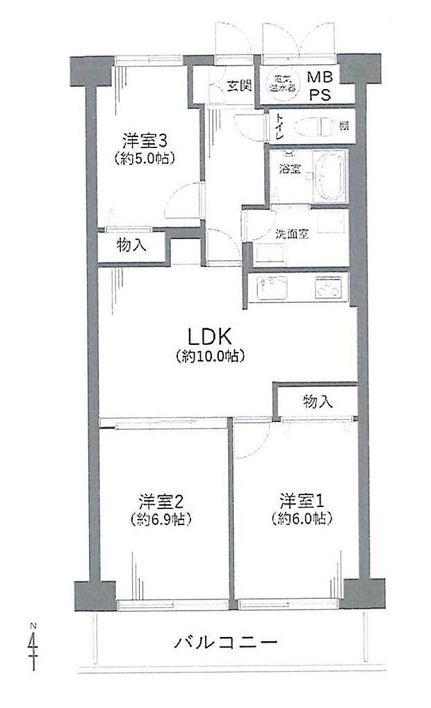 マンハイム大宮(3LDK) 11階/1115号室の間取り図
