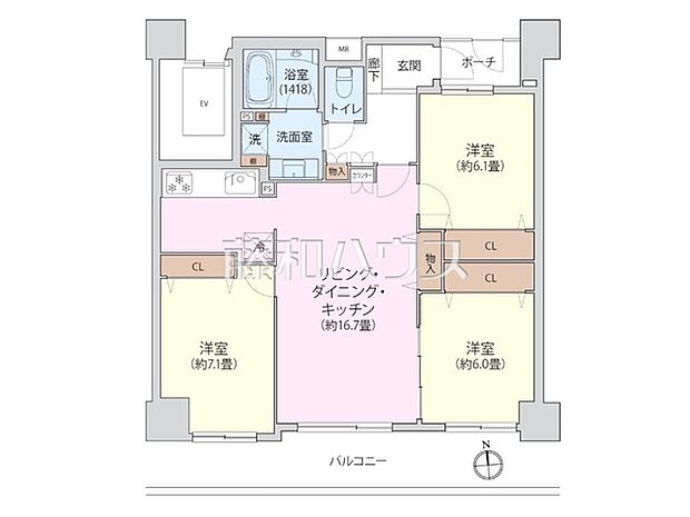 コスモ八王子アーバンフォルム(3LDK) 4階/4階の間取り図