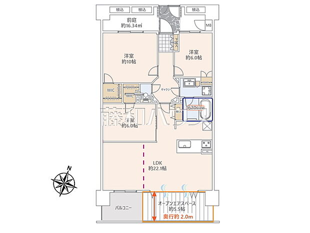 グランシティレイディアントアクアヴィータ(3LDK) 8階/8階の間取り図