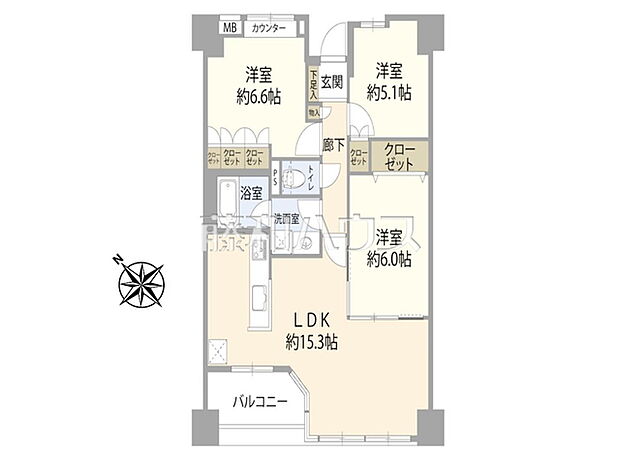 ファーレ立川パークホームズ(3LDK) 12階/12階の間取り図