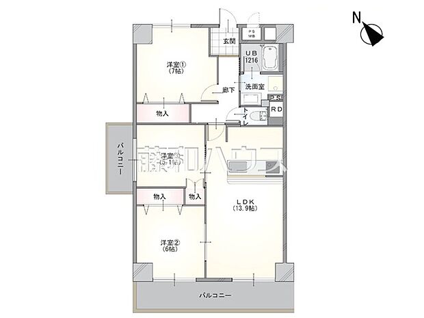 ウインザーハイム志木(3LDK) 2階/2階の間取り図