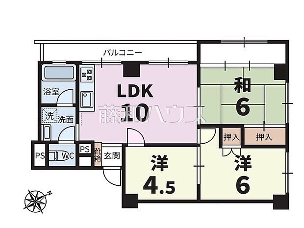 北斗スターマンション立川(3LDK) 4階/4階の間取り図