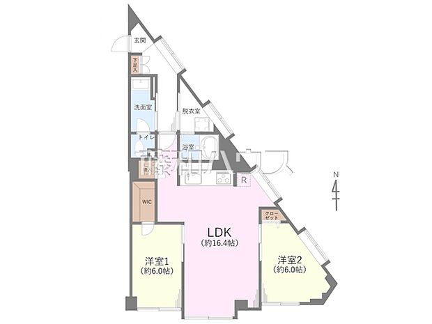 三鷹紅林マンション(2LDK) 3階/3階の間取り図