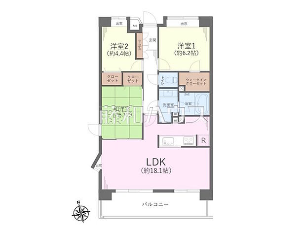 シティパル武蔵国分寺(3LDK) 2階/2階の間取り図