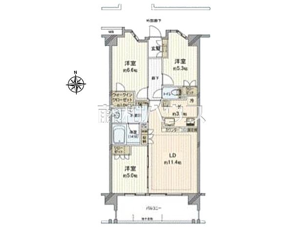 カサーレ小平(3LDK) 4階/4階の間取り図