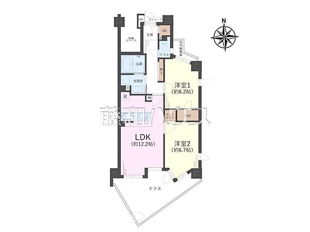 ディアグランゼ東村山(2LDK) 1階/1階の間取り図