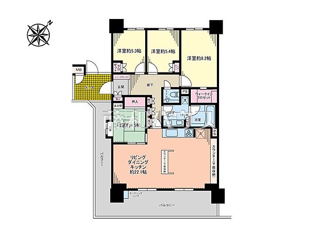 リンクソシエ南大沢(4LDK) 6階/6階の間取り図