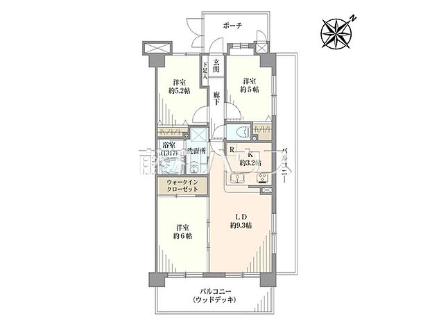 日神パレステージ立川(3LDK) 10階/10階の間取り図