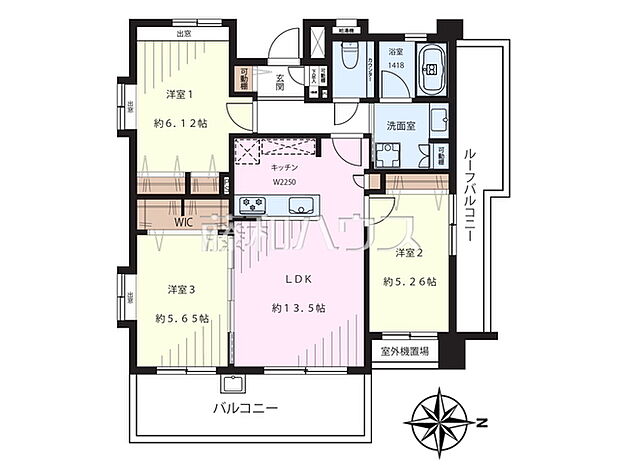 ダイアパレス日野グランステージ(3LDK) 5階/5階の間取り図