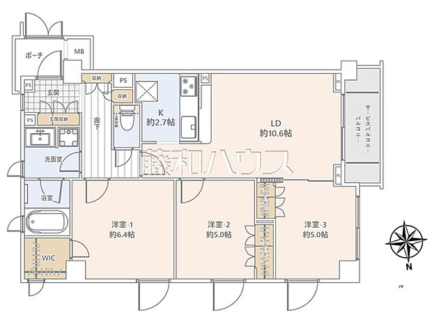 クレストフォルム鷺ノ宮ブライトステージ(3LDK) 3階/3階の間取り図