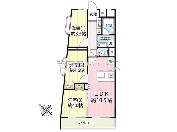 シャンボール聖蹟桜ヶ丘(3LDK) 8階/8階の間取り図