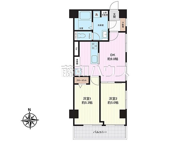 保谷陵雲閣マンション(2DK) 4階/4階の間取り図