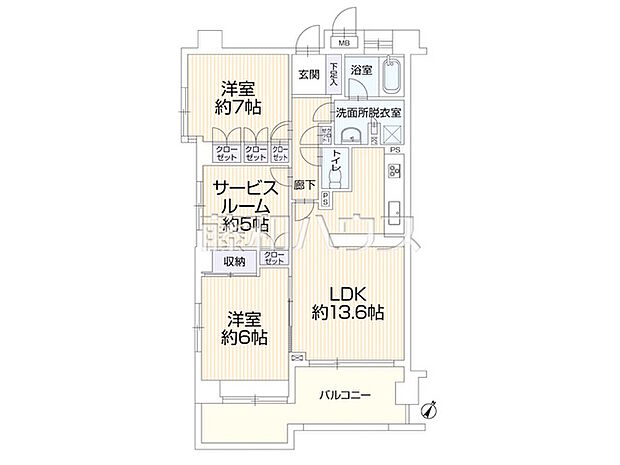 ドミナス多摩・南大沢(2SLDK) 3階/3階の間取り図
