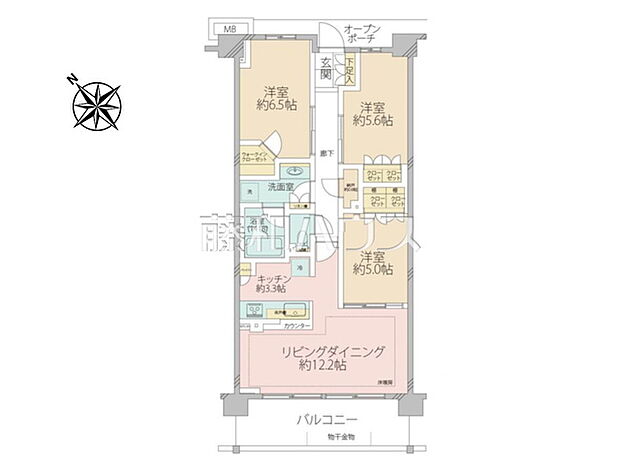 ブリリアシティ石神井台(3LDK) 6階/6階の間取り図