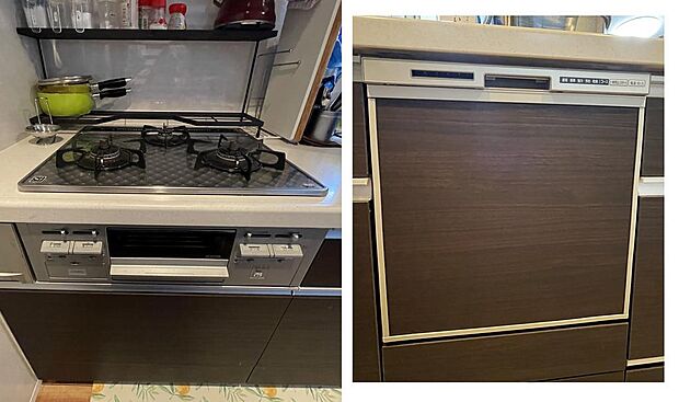 3口ガスコンロ　自動食洗機付きで機能的なキッチン！