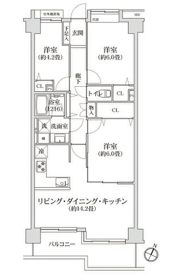 コスモ小岩エクセラ(3LDK) 5階の間取り図