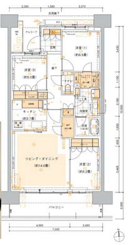 HARUMI　FLAG　SUN　VILLAGE　E棟(3LDK) 7階の内観