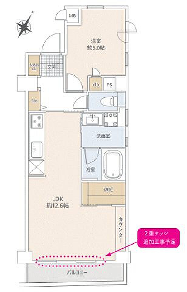 サンライズ板橋本町(1LDK) 5階の間取り図