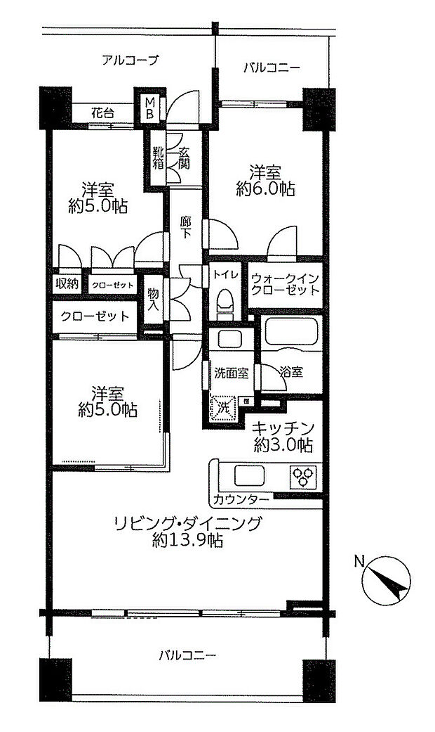 アクエアリバージュ東京(3LDK) 12階の間取り図