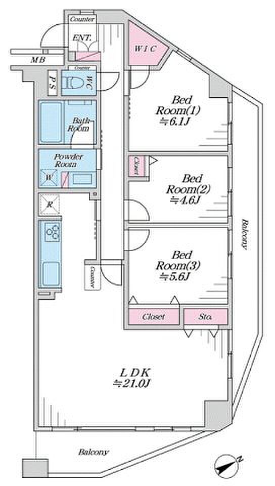 西葛西ガーデンハウス中央公園(3LDK) 2階の間取り図