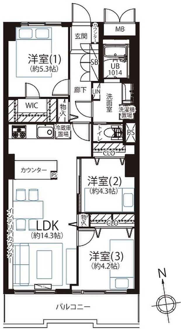 東武亀戸線 東あずま駅まで 徒歩7分(3LDK) 4階の間取り図