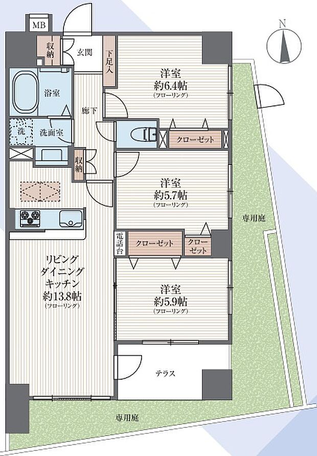 都営三田線 蓮根駅まで 徒歩9分(3LDK) 1階の間取り図