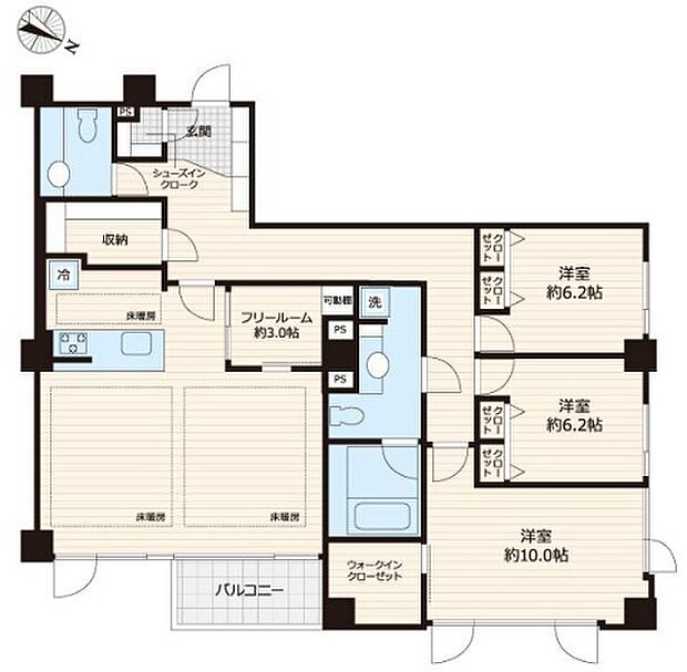 パレ神楽坂(3SLDK) 3階の間取り図