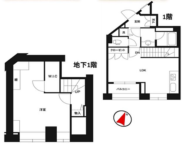 ジェイパーク早稲田(1LDK) B1階の間取り図