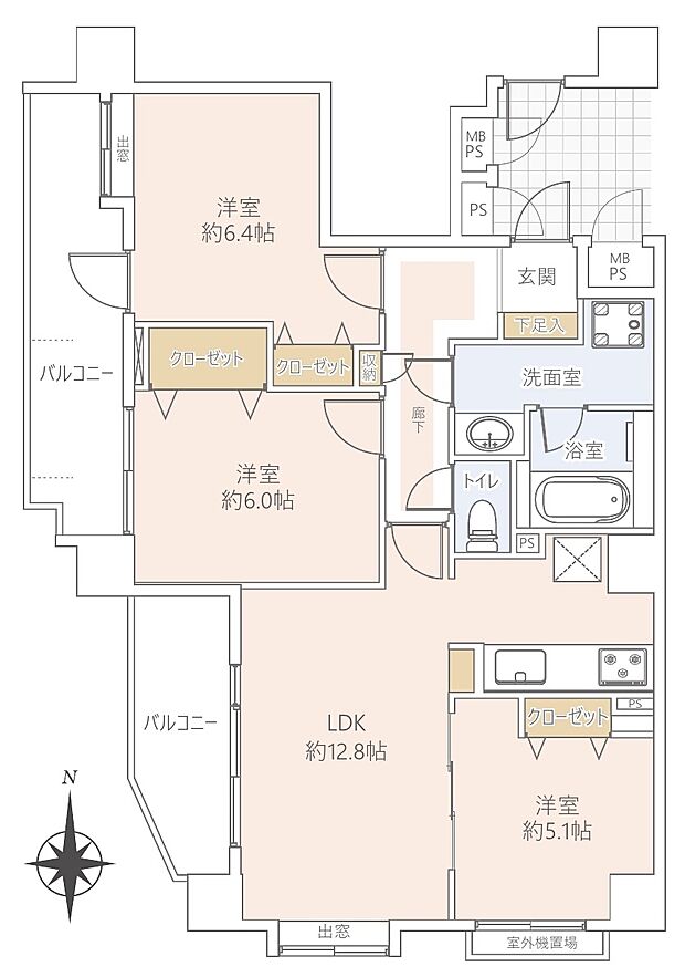 ライオンズシティ三鷹(3LDK) 10階/1002の間取り図
