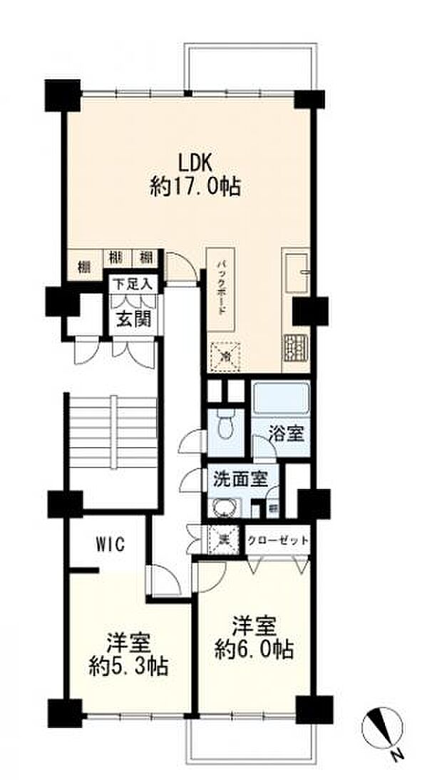 日生住宅目黒マンション(2LDK) 4階の間取り図