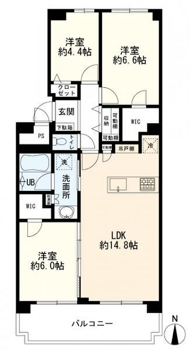 パークハイツ多摩川(3LDK) 11階の間取り図