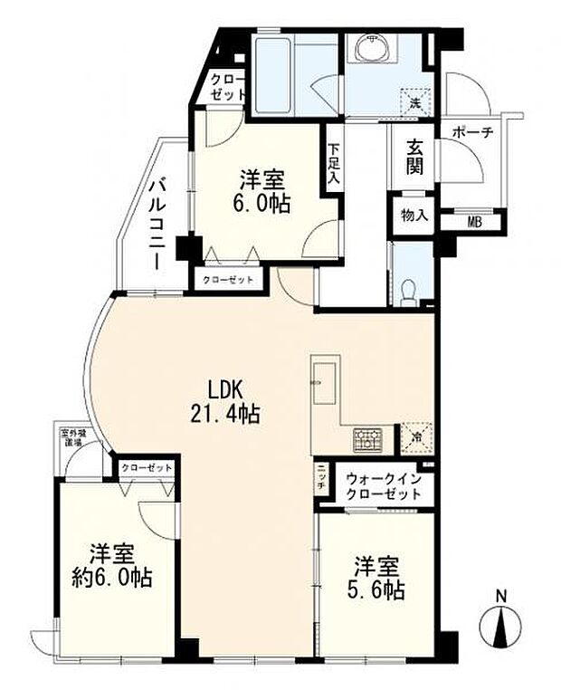 グランドステージ蒲田(3LDK) 4階の間取り図
