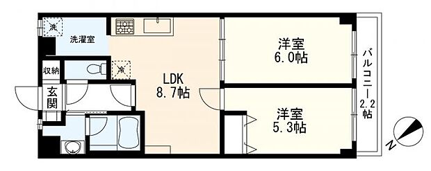 秀和目黒レジデンス(2LDK) 6階の間取り図