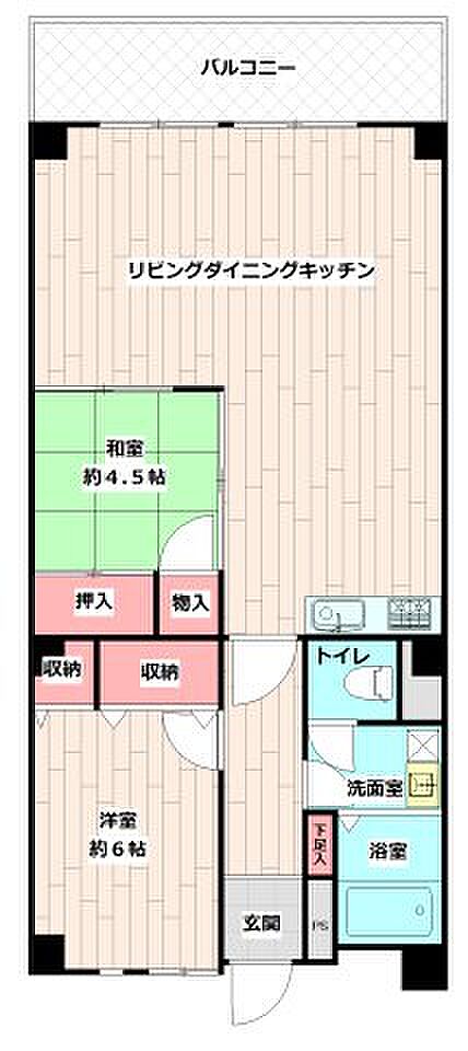 グリーンハウス南柏(2LDK) 2階/205の間取り図