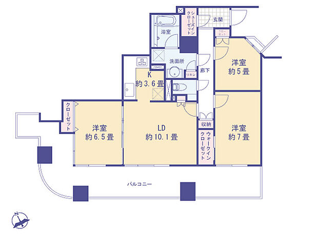 グランタワー府中ラ・アヴェニュー(3LDK) 9階の間取り図