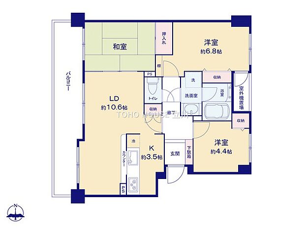 ステイツ武蔵野東大和グランパサージュ(3LDK) 3階の間取り図