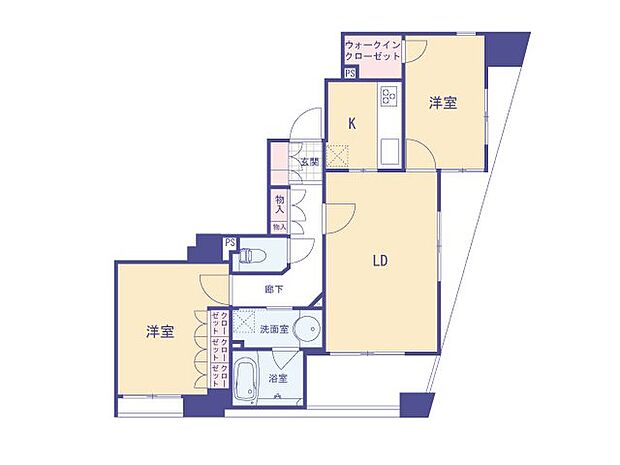 クリオ立川壱番館(2LDK) 4階の間取り図