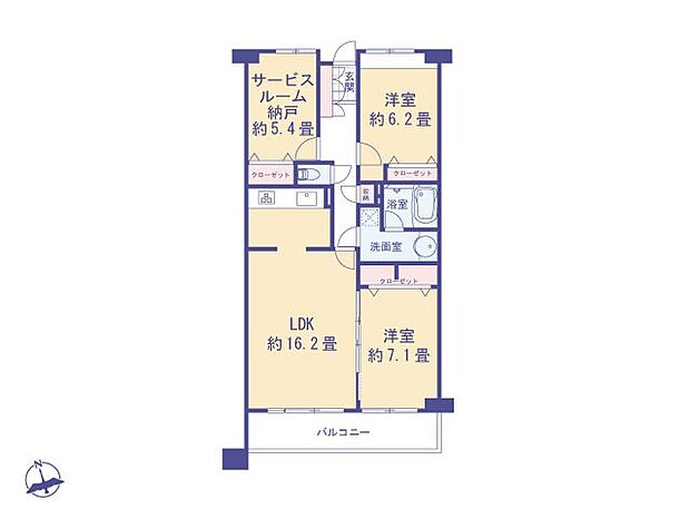 第一ハイツ立川マグノリアガーデン(2SLDK) 3階の間取り図