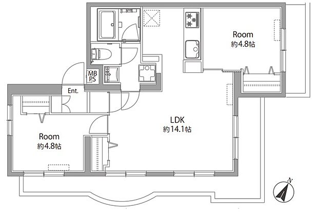 グレーフランネル(2LDK) 2階/2階の間取り図