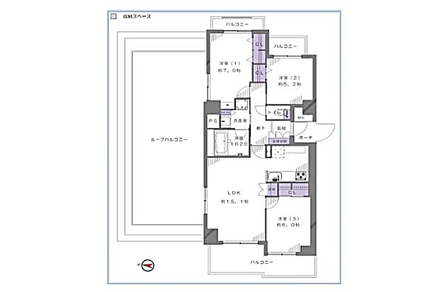 ヴェルビュ田無彩りの街(3LDK) 6階/6階の間取り図