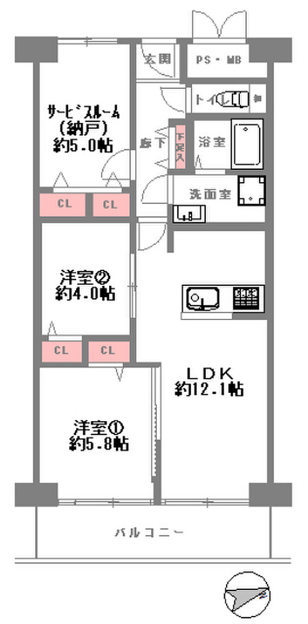 ネオコーポ門真東(3LDK) 13階の間取り図