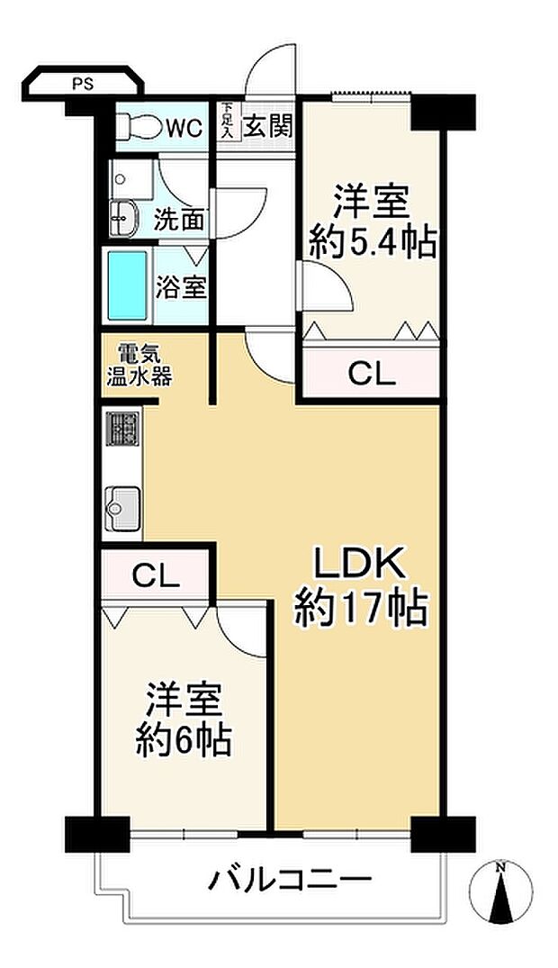 コープ野村京都南(2LDK) 6階の間取り図