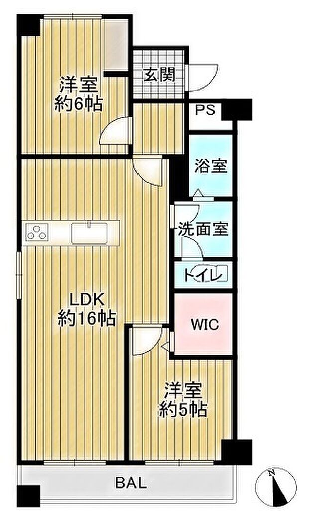 ローズコーポ東淀川(2LDK) 3階の間取り図