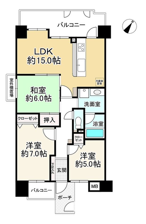 アヴェーレ守口(3LDK) 6階の間取り図