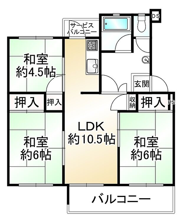香里三井Ｉ住宅97号棟(3LDK) 4階の内観