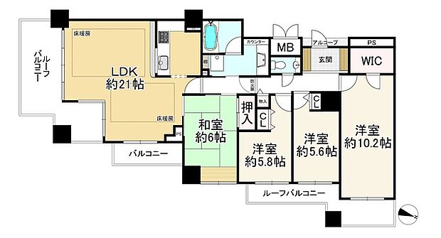 メロディーハイム香里ヶ丘ツインビューベガタワー(4LDK) 15階の間取り図