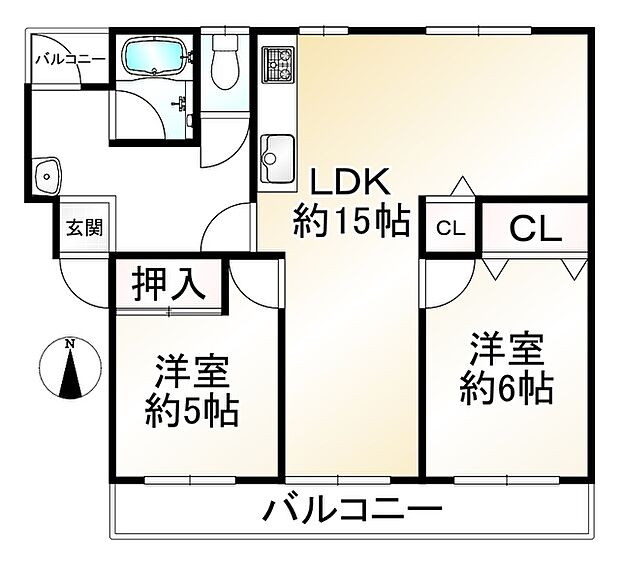 香里三井第二次北住宅Ａ9棟(3LDK) 1階の内観